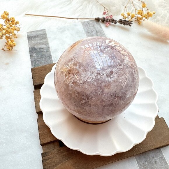Gorgeous Pink Amethyst with Flower Agate Sphere - Picture 8 of 9